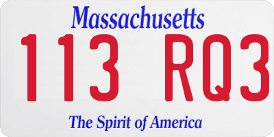 MA license plate 113RQ3