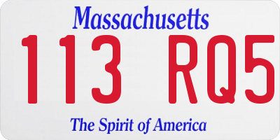 MA license plate 113RQ5