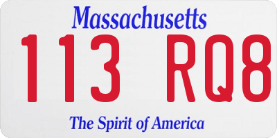 MA license plate 113RQ8