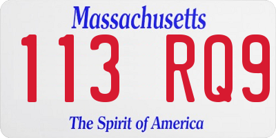 MA license plate 113RQ9