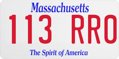 MA license plate 113RR0