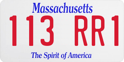 MA license plate 113RR1