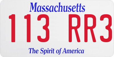 MA license plate 113RR3