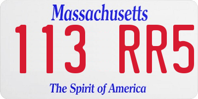 MA license plate 113RR5