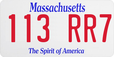 MA license plate 113RR7