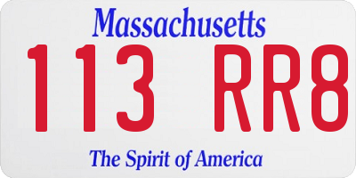 MA license plate 113RR8