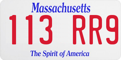 MA license plate 113RR9