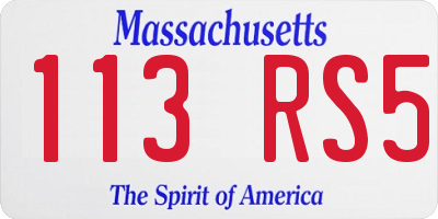 MA license plate 113RS5