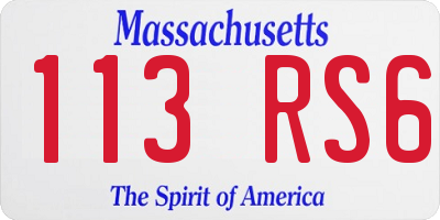 MA license plate 113RS6