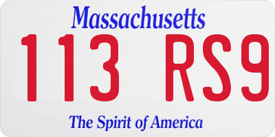 MA license plate 113RS9