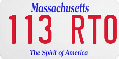 MA license plate 113RT0