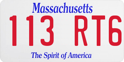 MA license plate 113RT6