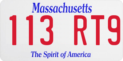 MA license plate 113RT9