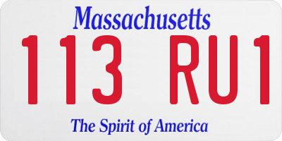MA license plate 113RU1