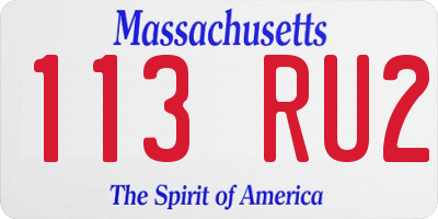 MA license plate 113RU2
