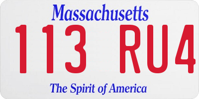 MA license plate 113RU4