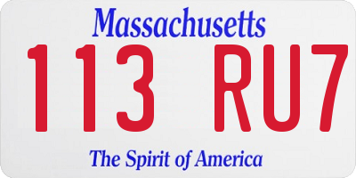 MA license plate 113RU7