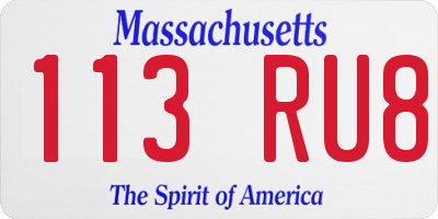 MA license plate 113RU8