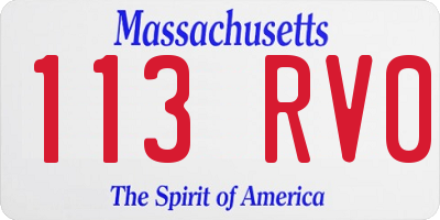 MA license plate 113RV0
