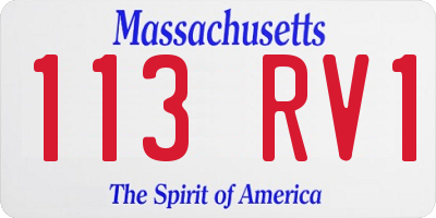 MA license plate 113RV1