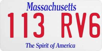 MA license plate 113RV6