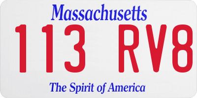 MA license plate 113RV8