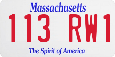 MA license plate 113RW1