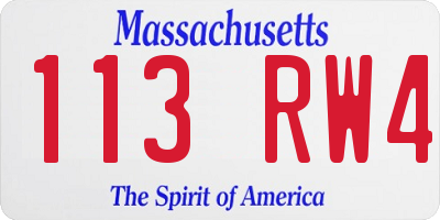 MA license plate 113RW4