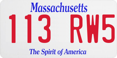 MA license plate 113RW5
