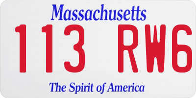 MA license plate 113RW6