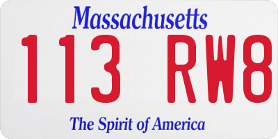 MA license plate 113RW8