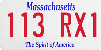 MA license plate 113RX1