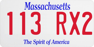 MA license plate 113RX2