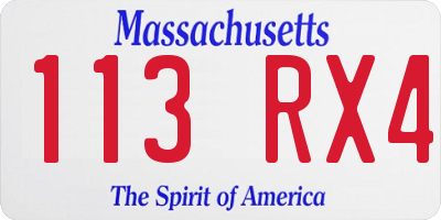 MA license plate 113RX4