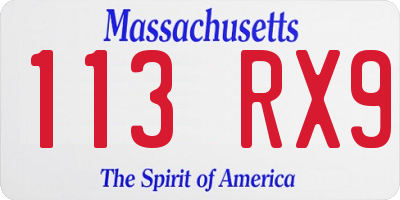 MA license plate 113RX9