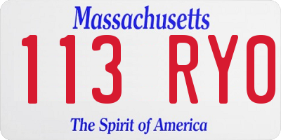 MA license plate 113RY0