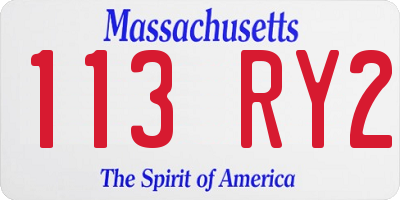 MA license plate 113RY2