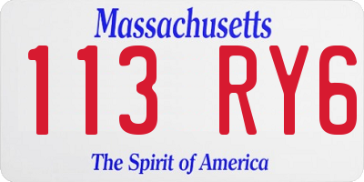 MA license plate 113RY6