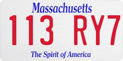 MA license plate 113RY7