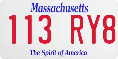 MA license plate 113RY8