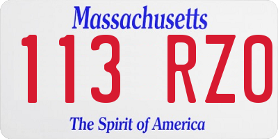 MA license plate 113RZ0