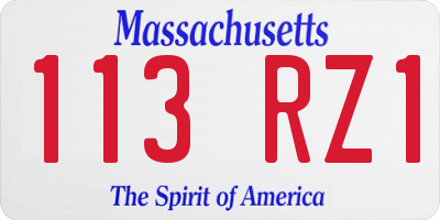 MA license plate 113RZ1