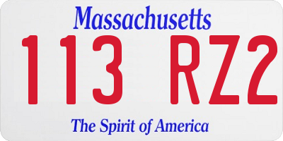 MA license plate 113RZ2