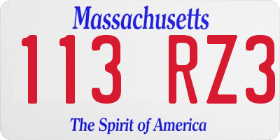 MA license plate 113RZ3