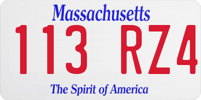 MA license plate 113RZ4