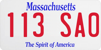 MA license plate 113SA0