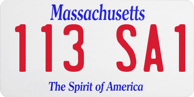 MA license plate 113SA1
