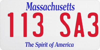 MA license plate 113SA3