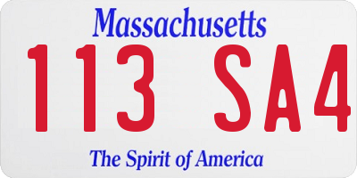 MA license plate 113SA4