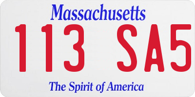 MA license plate 113SA5